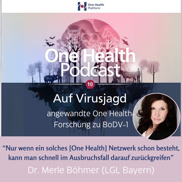 Logo des One Health Podcasts: Auf Virusjagd